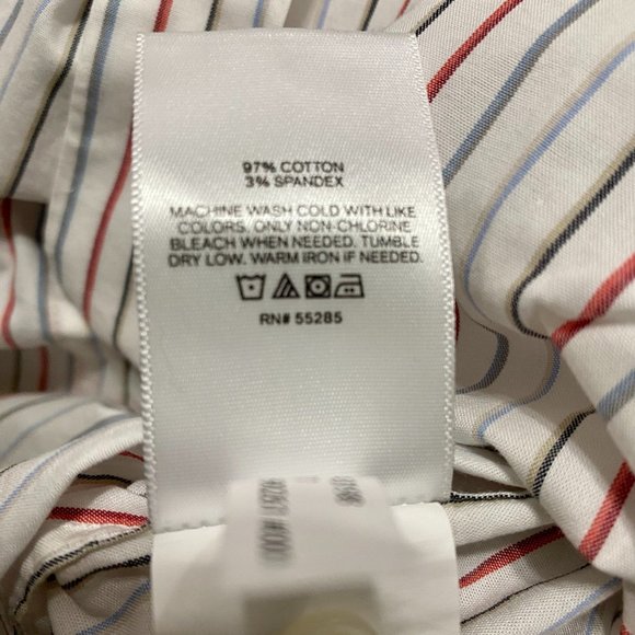 New Large Express Small Slim Striped Stretch Cotton Short Sleeve Button Up Shirt - Picture 5 of 6